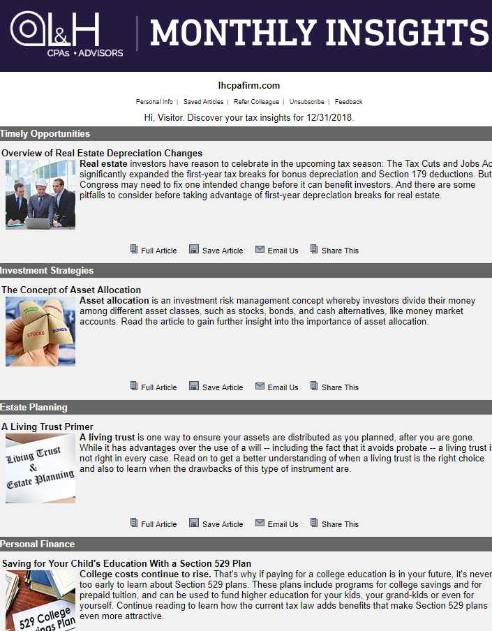 L&H CPAs Newsletter